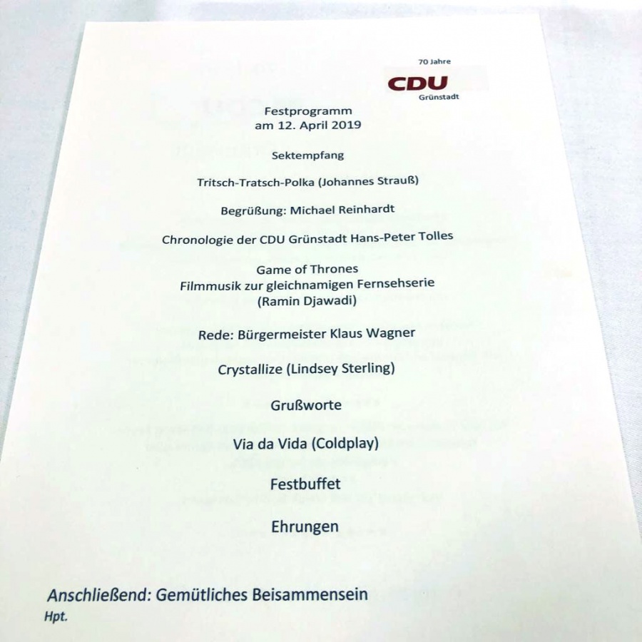 Jubiläumsfeier 70 Jahre CDU Grünstadt